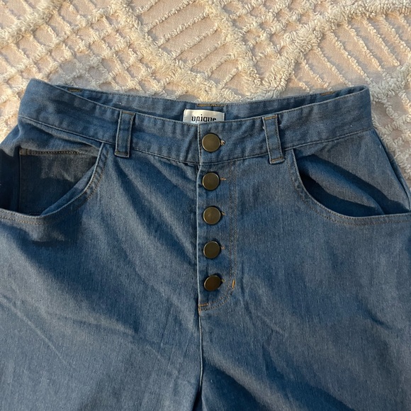 Unique Vintage High Waisted Wide Leg Button Down Jeans SZ Med 6-8 - Picture 3 of 5